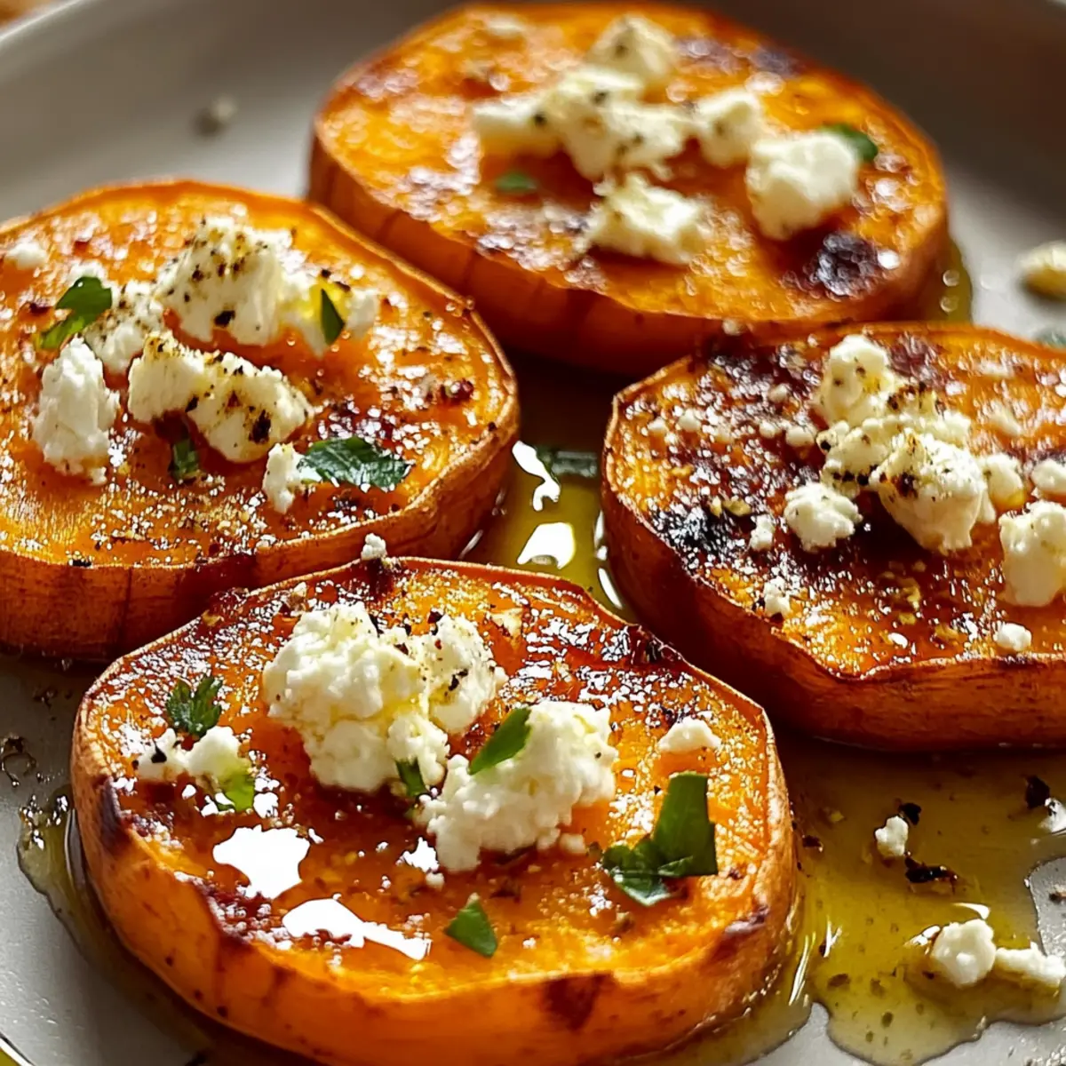 Roasted Sweet Potato Rounds with Honey & Feta