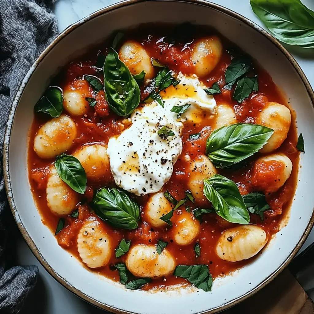 Creamy Tomato Gnocchi with Burrata