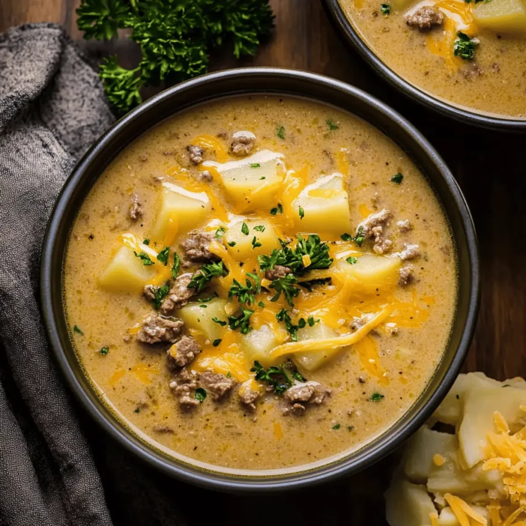 Cheesy Beef and Potato Soup