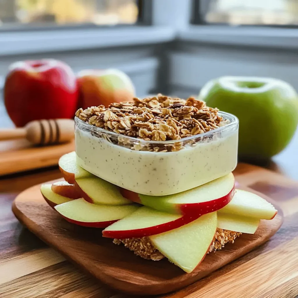Crunchy Apple Sandwich with Granola & Yogurt Snack Delight