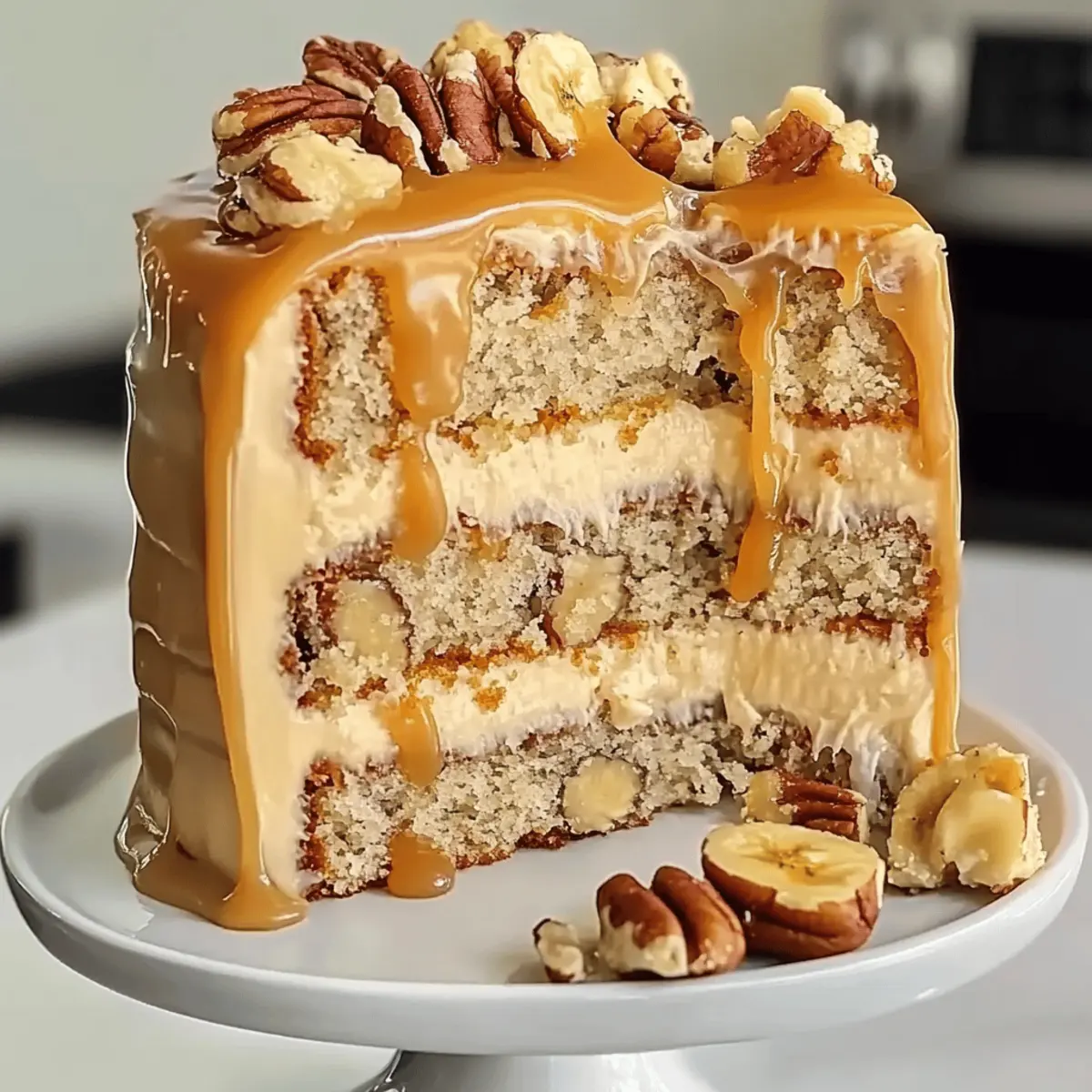 Banana Pecan Caramel Cake