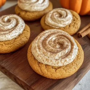 Soft Pumpkin Cookies with Cinnamon Frosting