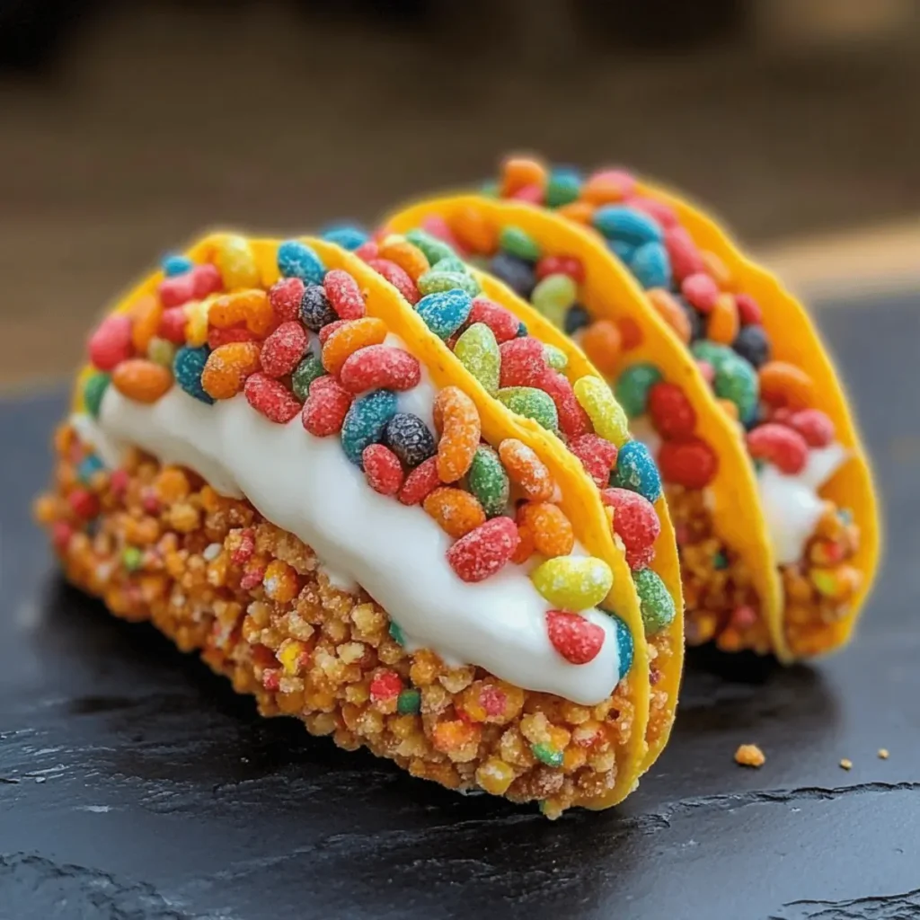 Fruity Pebbles Cheesecake Tacos