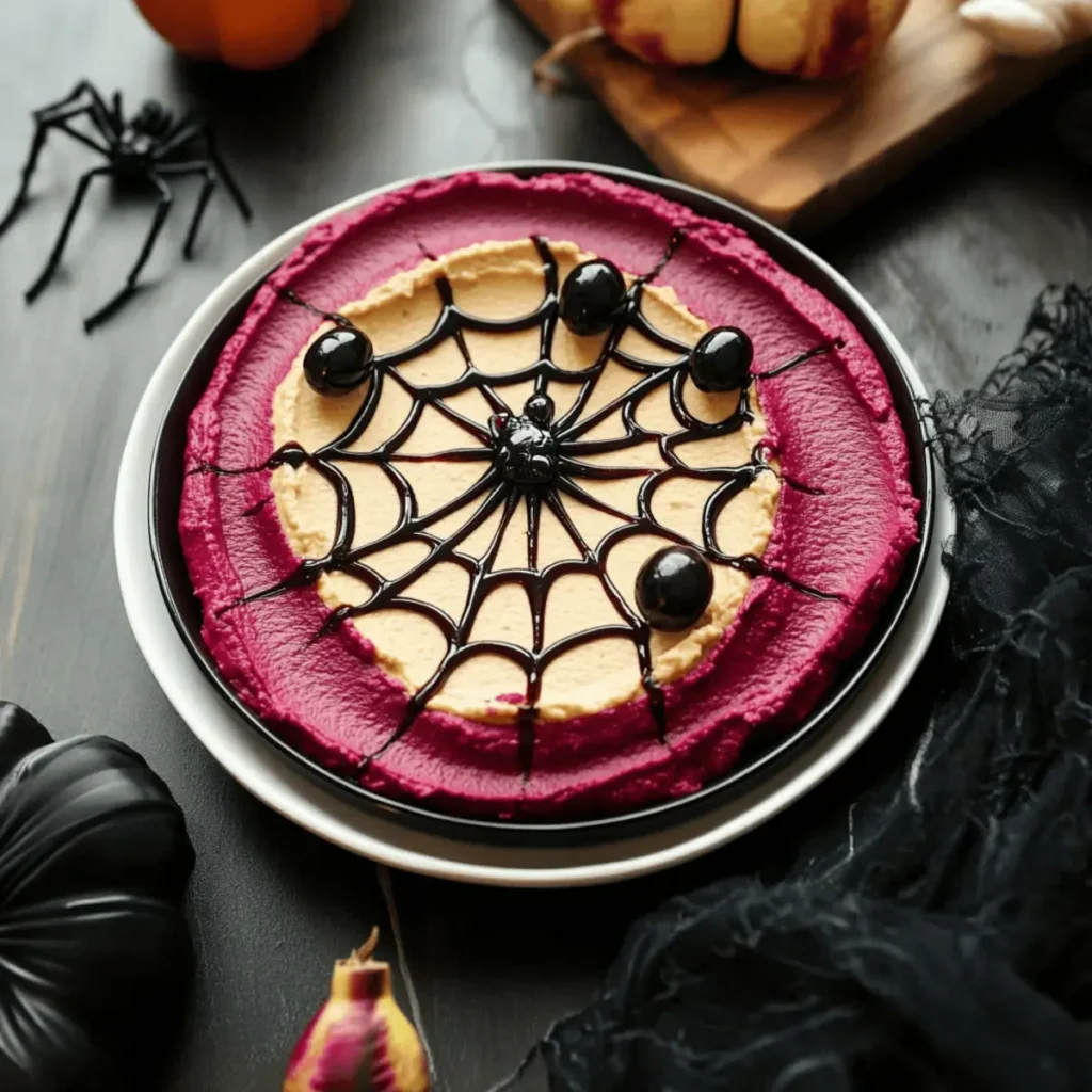 Bloody Beet Hummus with Cheese Web