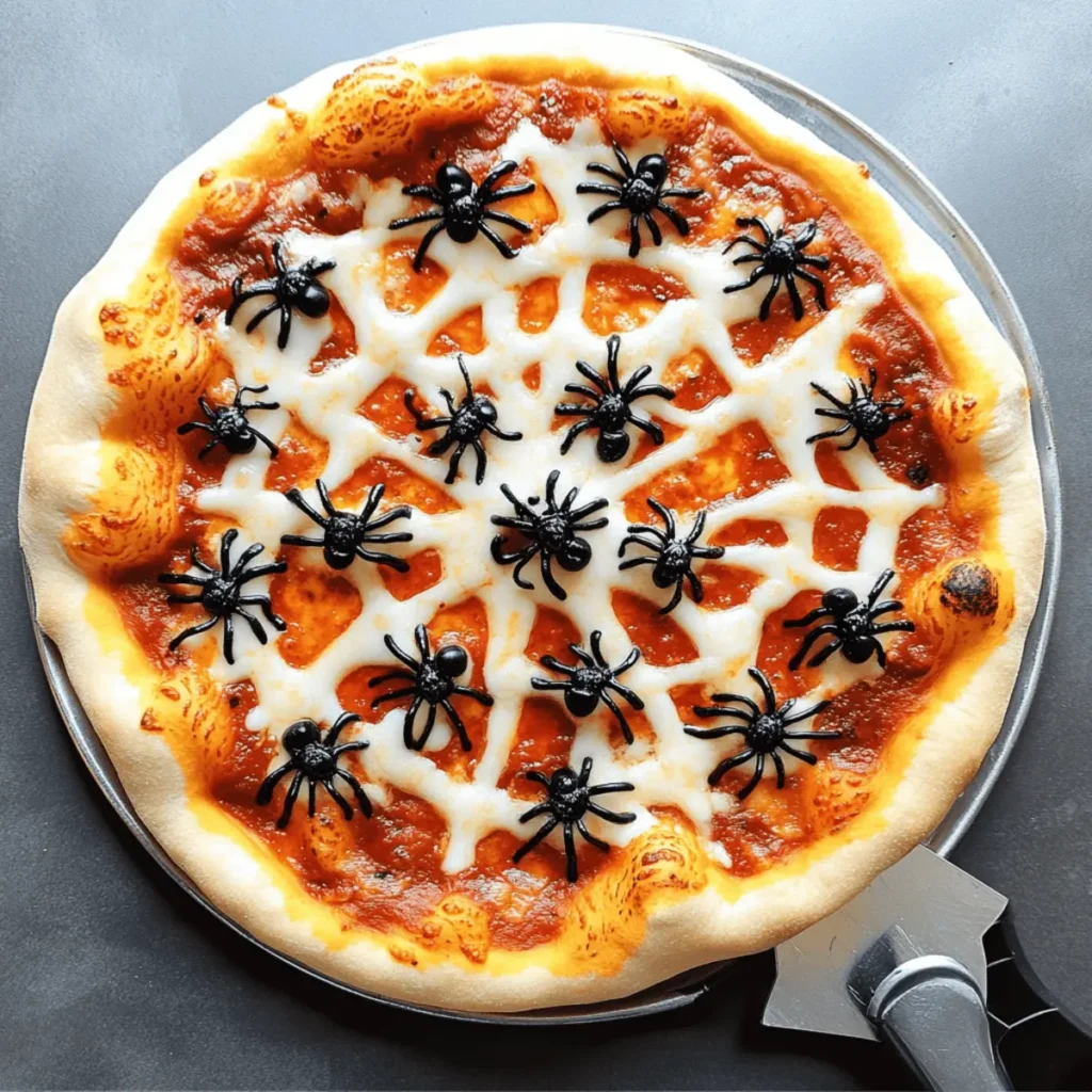 Creepy Halloween Spider Web Pizza