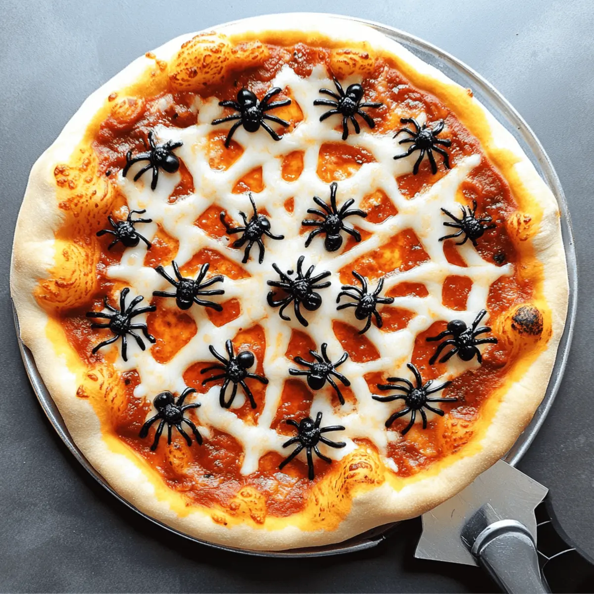 Creepy Halloween Spider Web Pizza