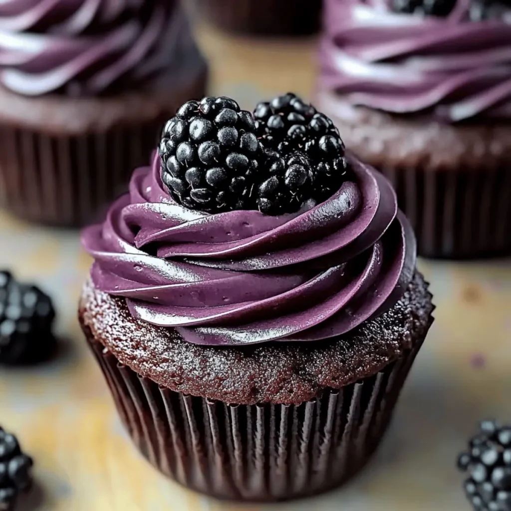 Dark Chocolate Blackberry Cupcakes