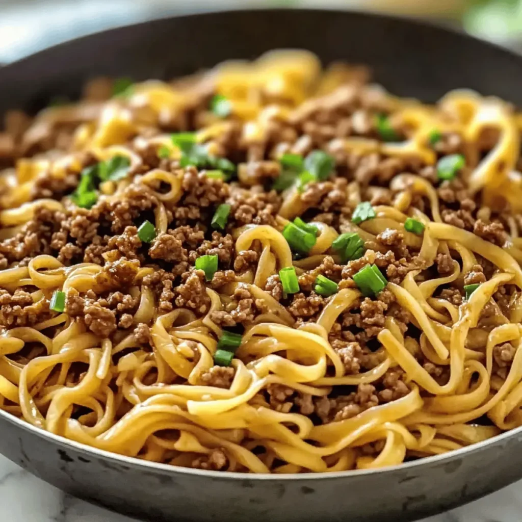 Mongolian Noodles with Ground Beef
