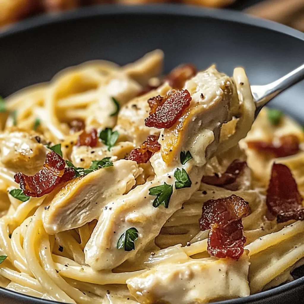 Creamy Carbonara with Crispy Chicken & Bacon