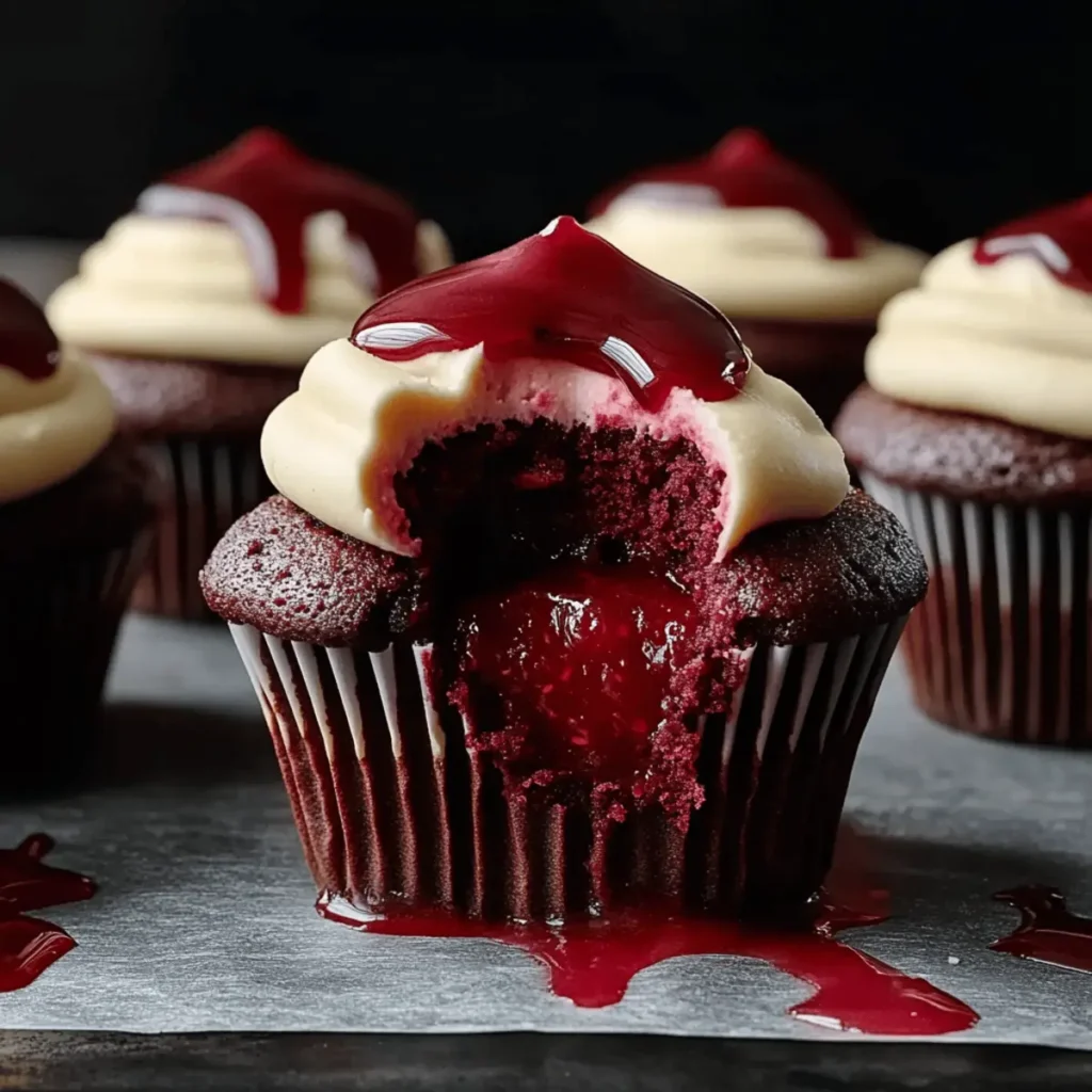 Halloween Vampire Bite Cupcakes