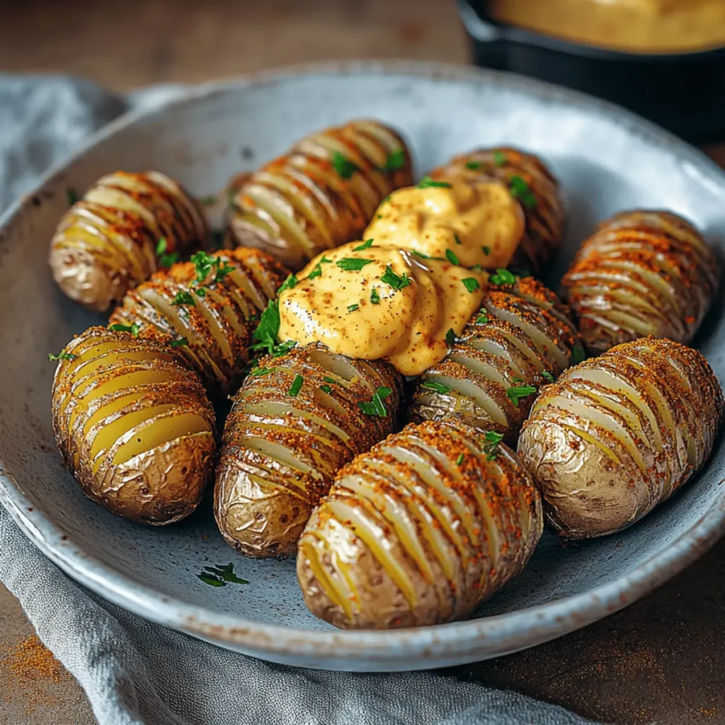 Oven-Baked Mini Hasselback Potatoes with Vegan Cajun Mayo Bliss