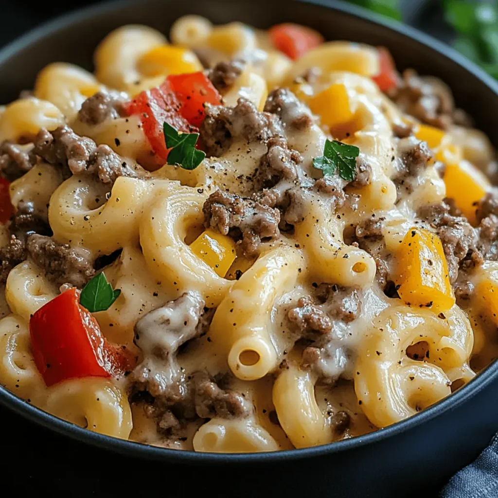 Creamy Philly Cheesesteak Mac & Cheese