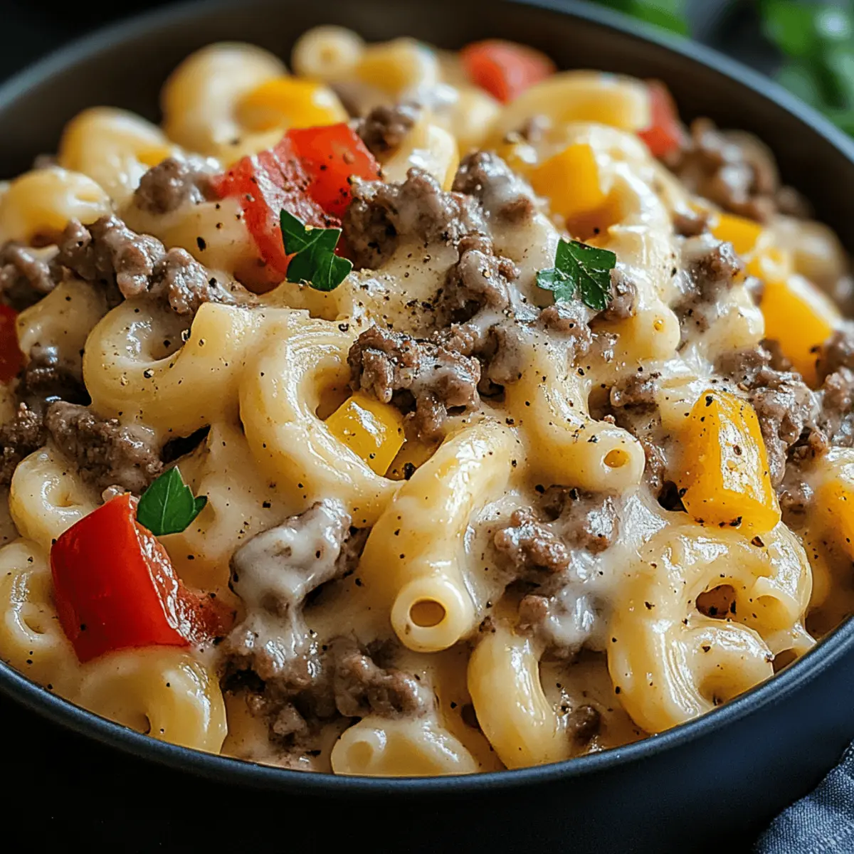 Creamy Philly Cheesesteak Mac & Cheese