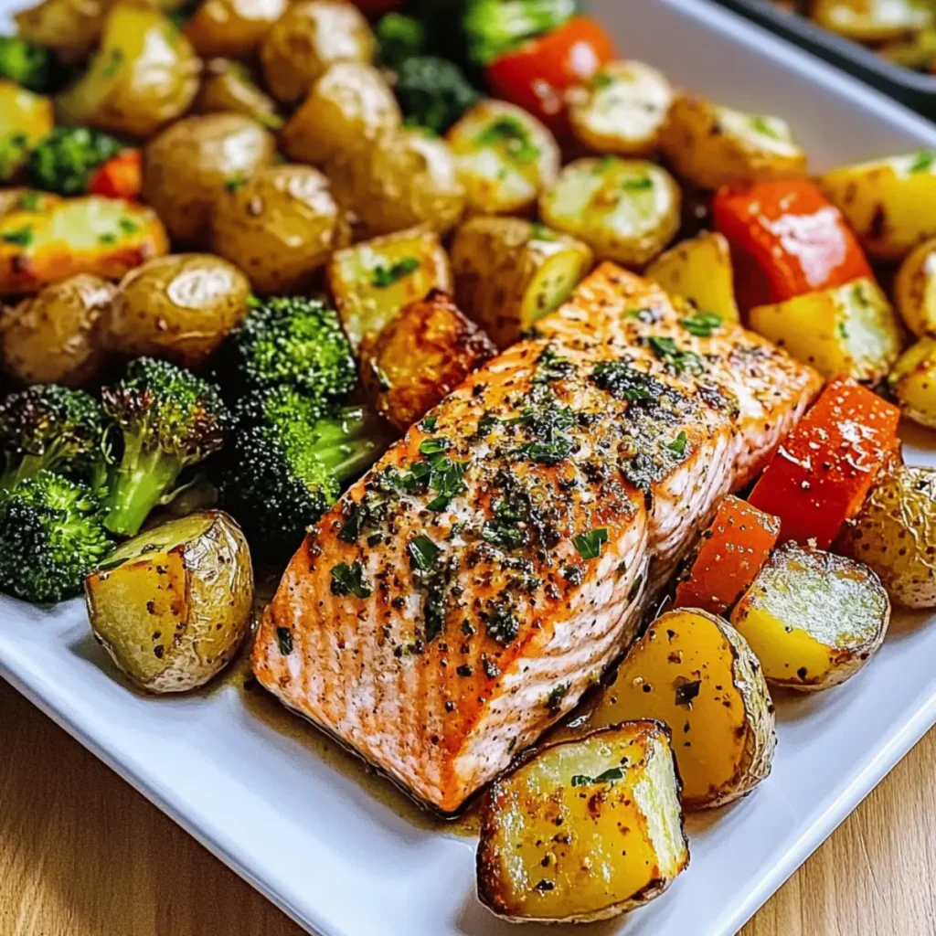 Sheetpan Salmon and Potatoes With Veggies
