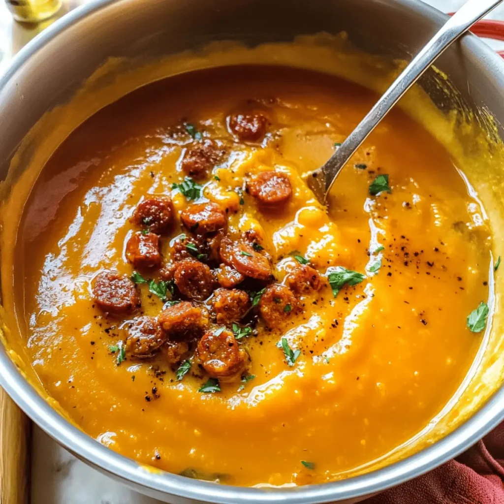 Spicy Chorizo Pumpkin Soup