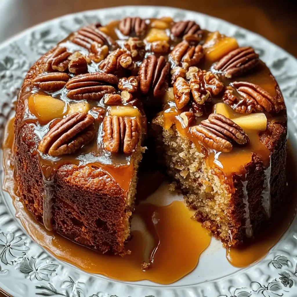 Decadent Apple Pecan Cake With Caramel Glaze for Fall Bliss