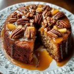 Apple Pecan Cake With Caramel Glaze