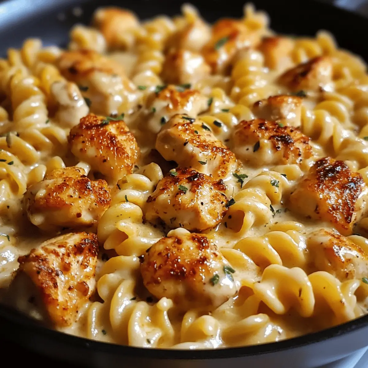 Cheesy Cajun Garlic Chicken Rotini Skillet