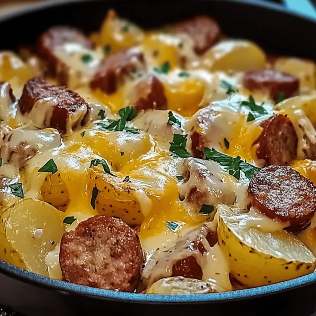 Cheesy Ranch Potatoes and Smoked Beef Sausage Bliss