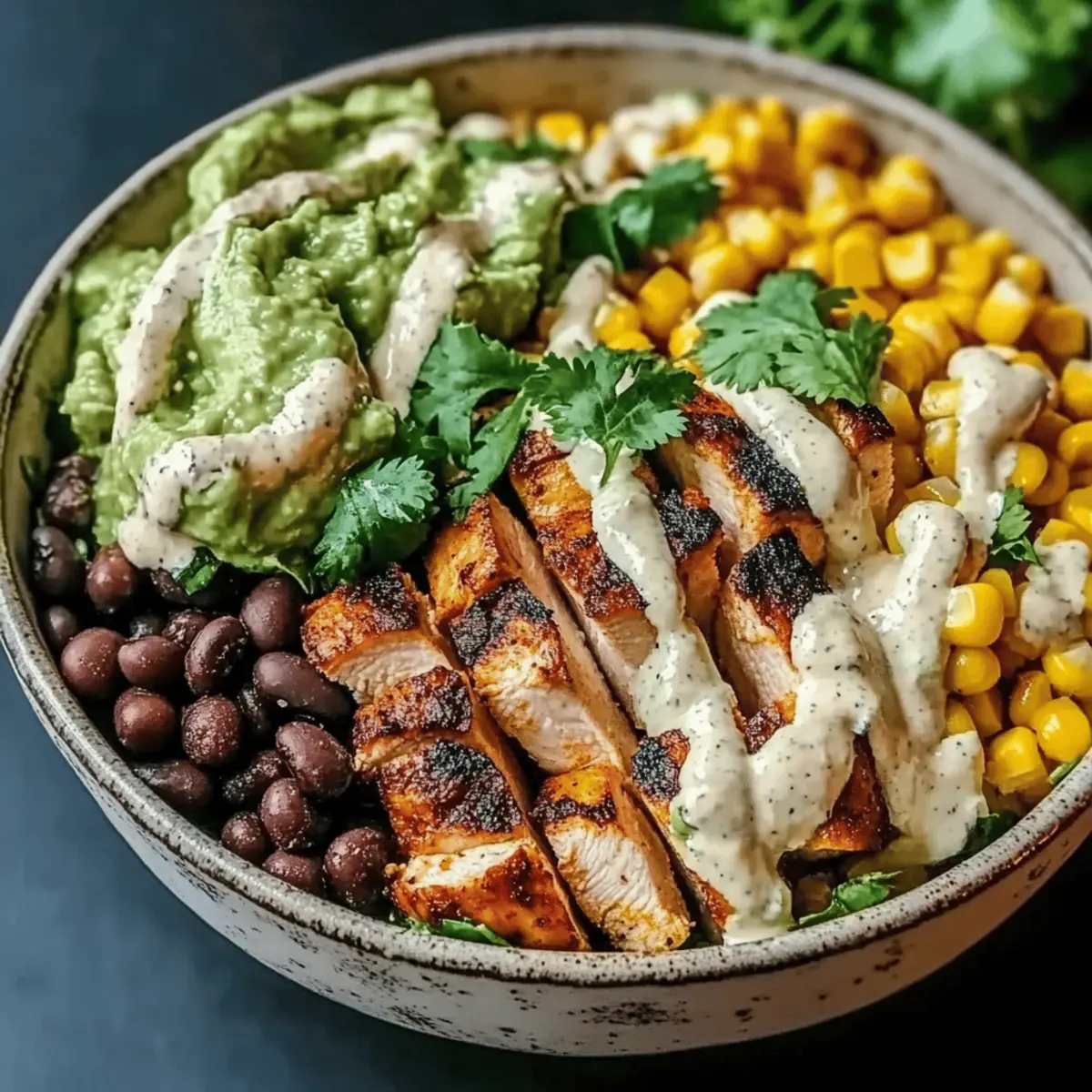 Chicken Bowl with Black Beans, Corn, & Creamy Sauce