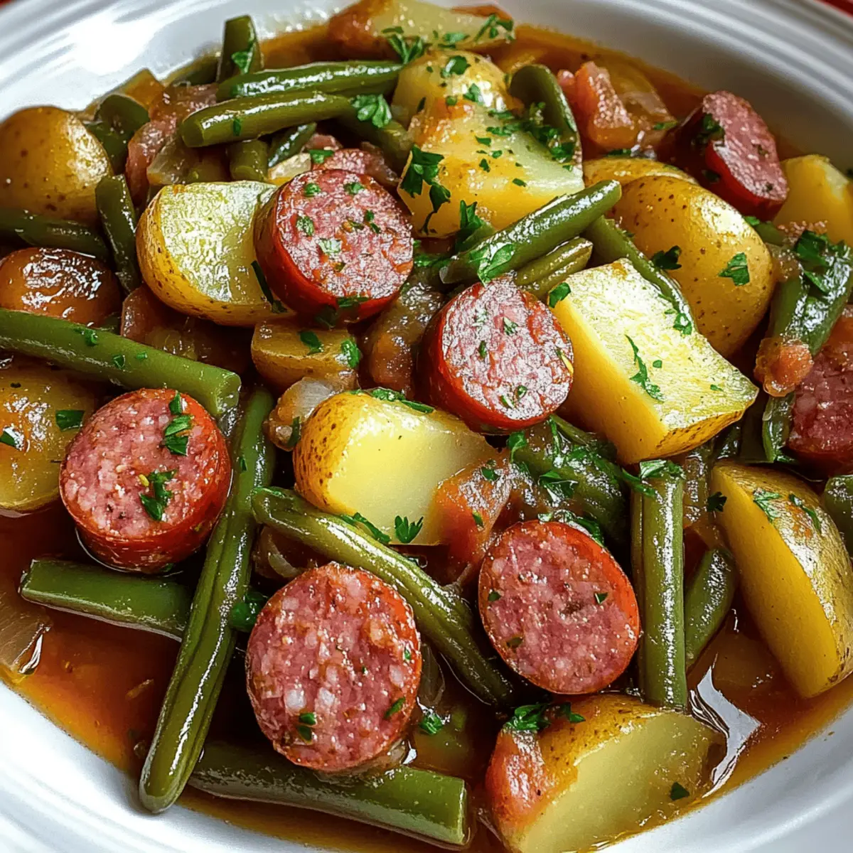 Crockpot Kielbasa and Green Beans
