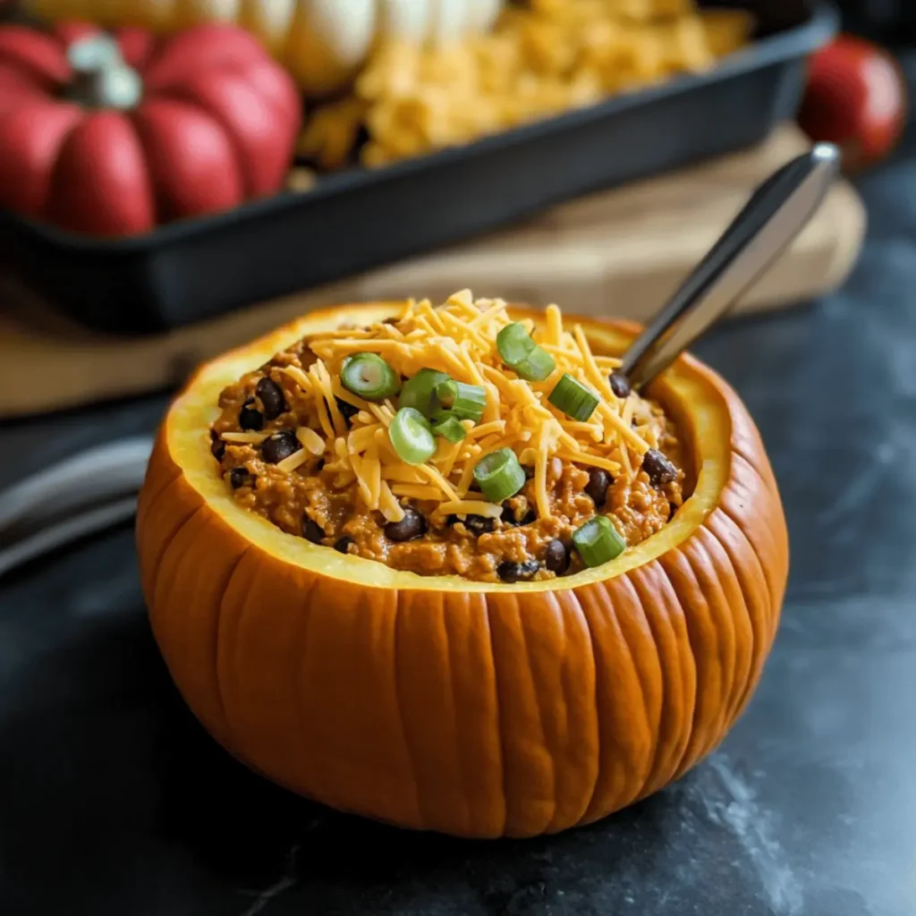 Pumpkin Taco Dip in a Hollowed Mini Pumpkin