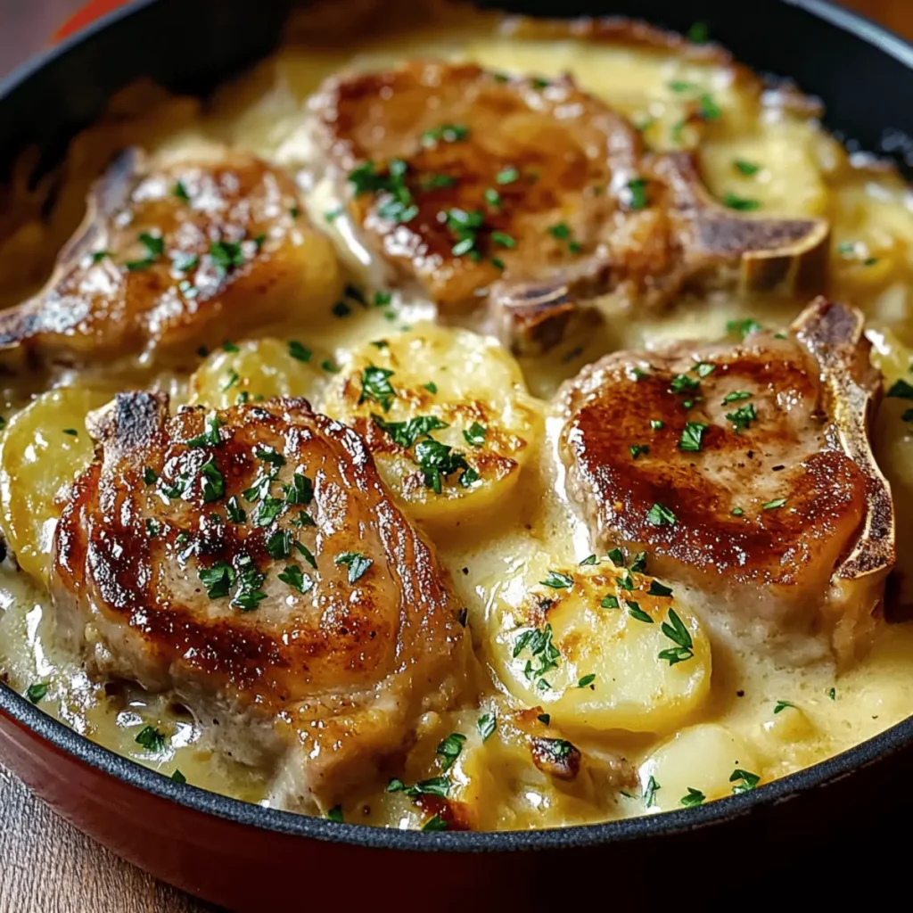 Smothered Pork Chop and Scalloped Potato Casserole