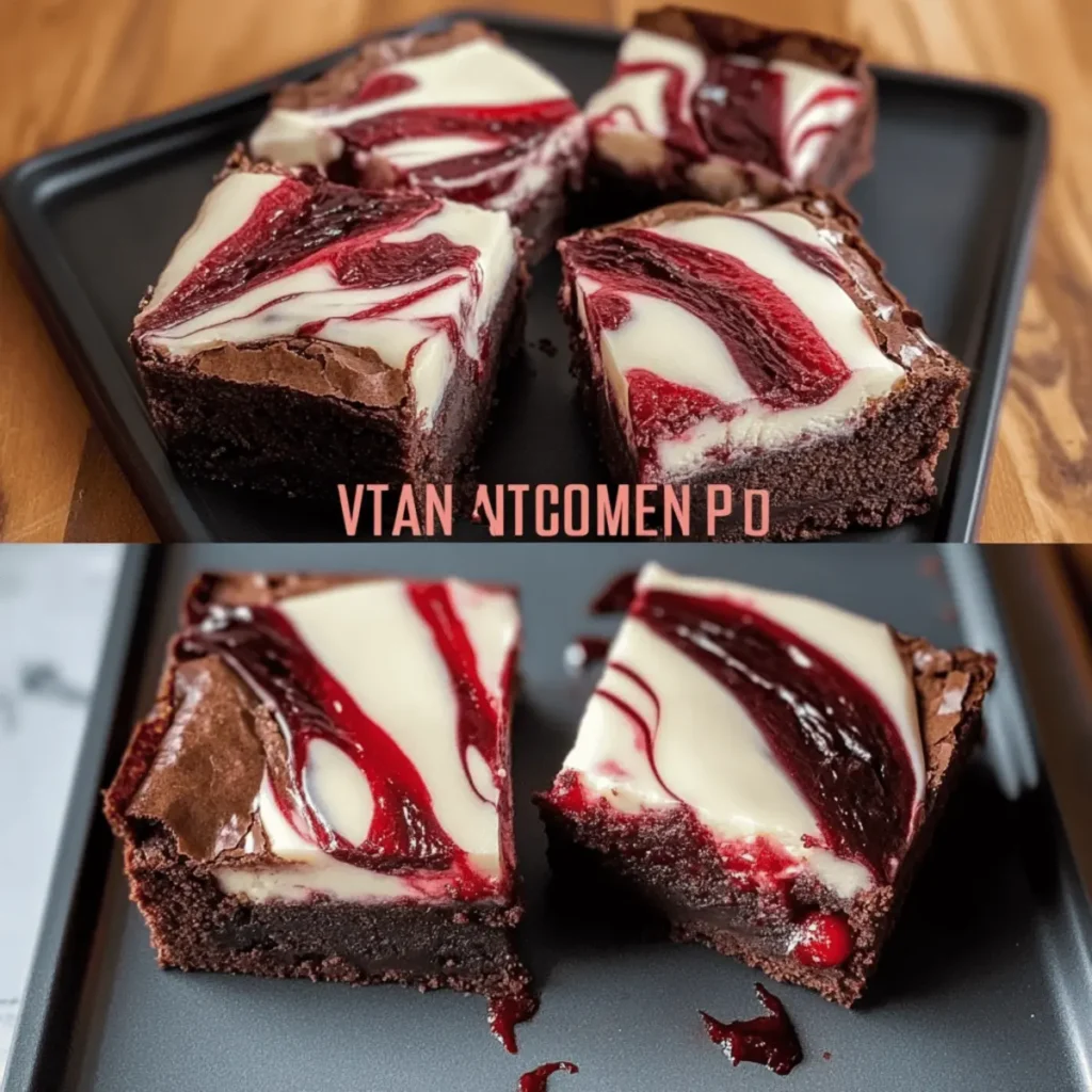 Vampire Brownies: Spooky Treats with Creamy Raspberry Twist