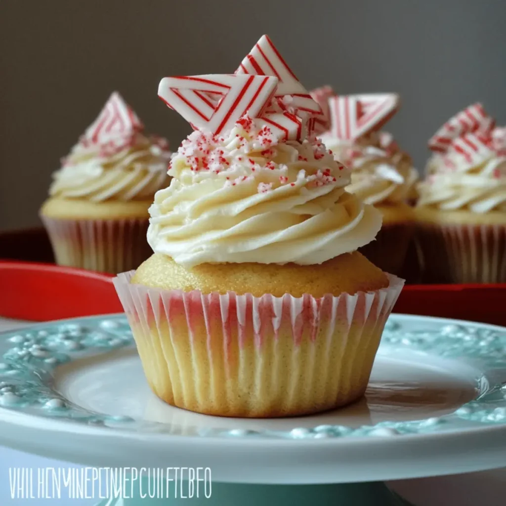 White Chocolate Peppermint Mousse Cupcakes
