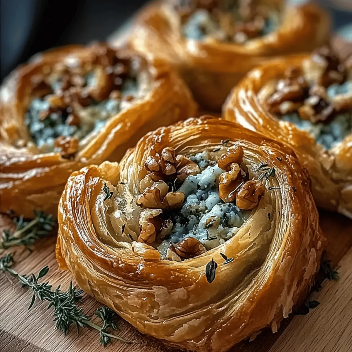 Blue Cheese, Walnut, and Thyme Pull-Apart Puff Pastry Twirl