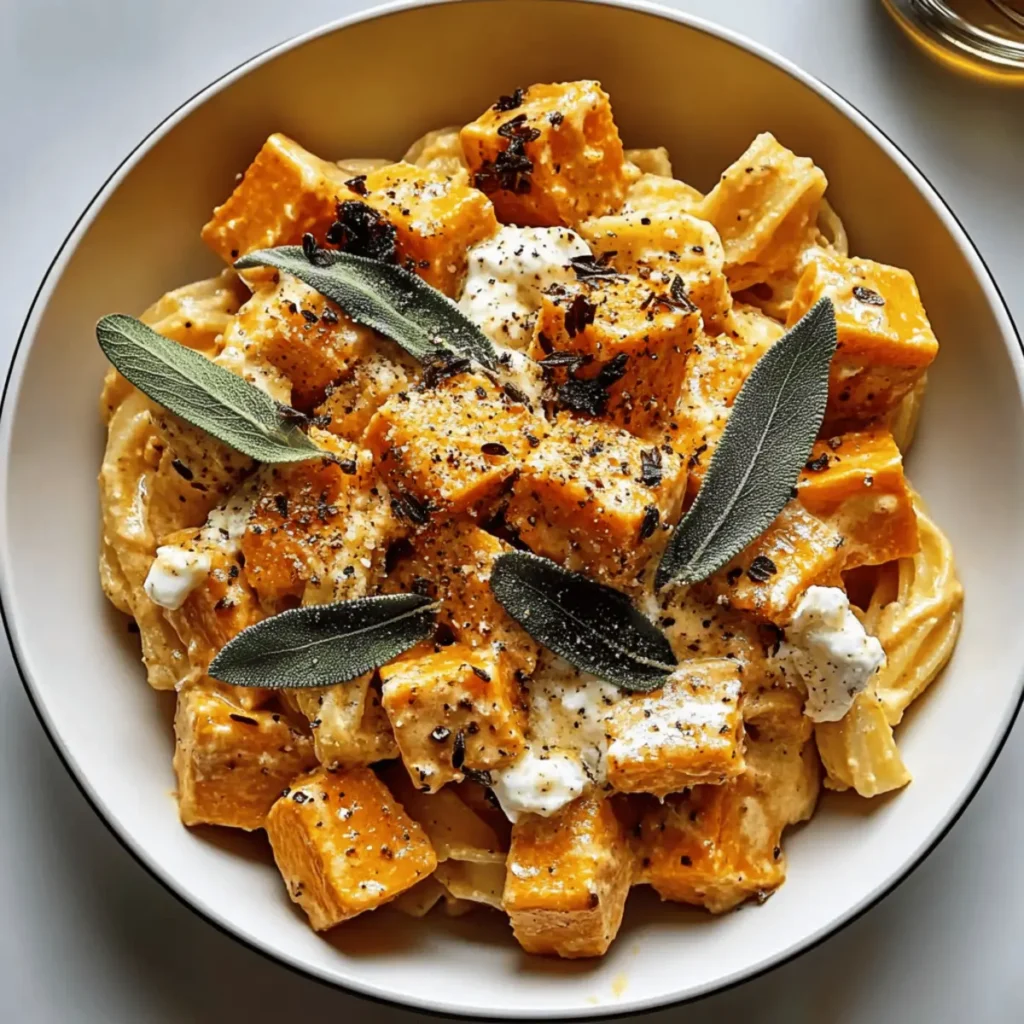 Creamy Sweet Potato Goat Cheese Sage Pasta for Cozy Nights