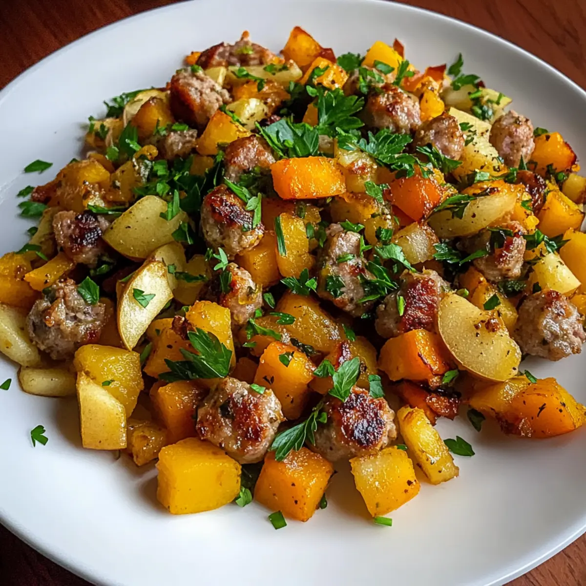 Butternut Squash and Apple Hash with Sausage
