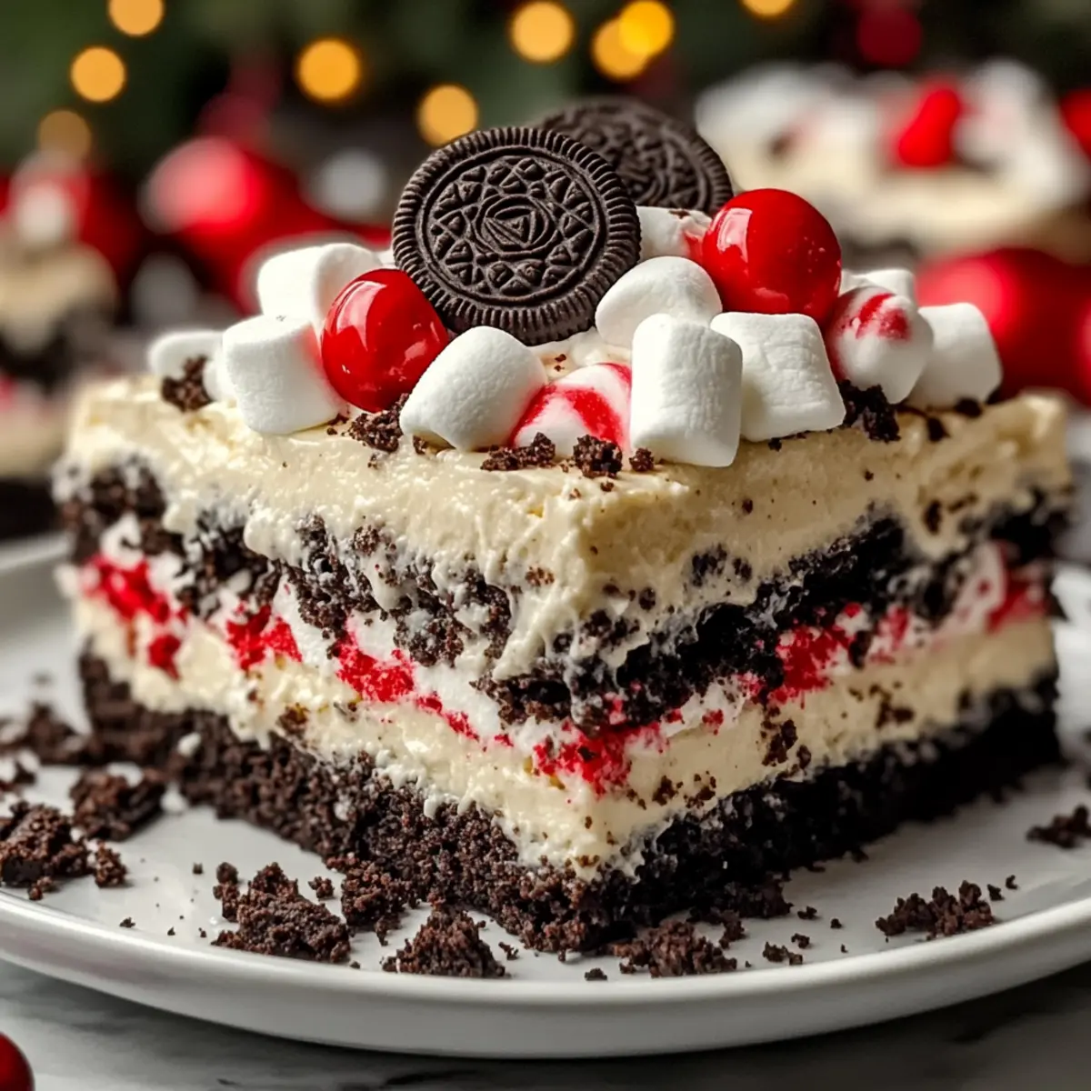 No-Bake Christmas Oreo Lasagna