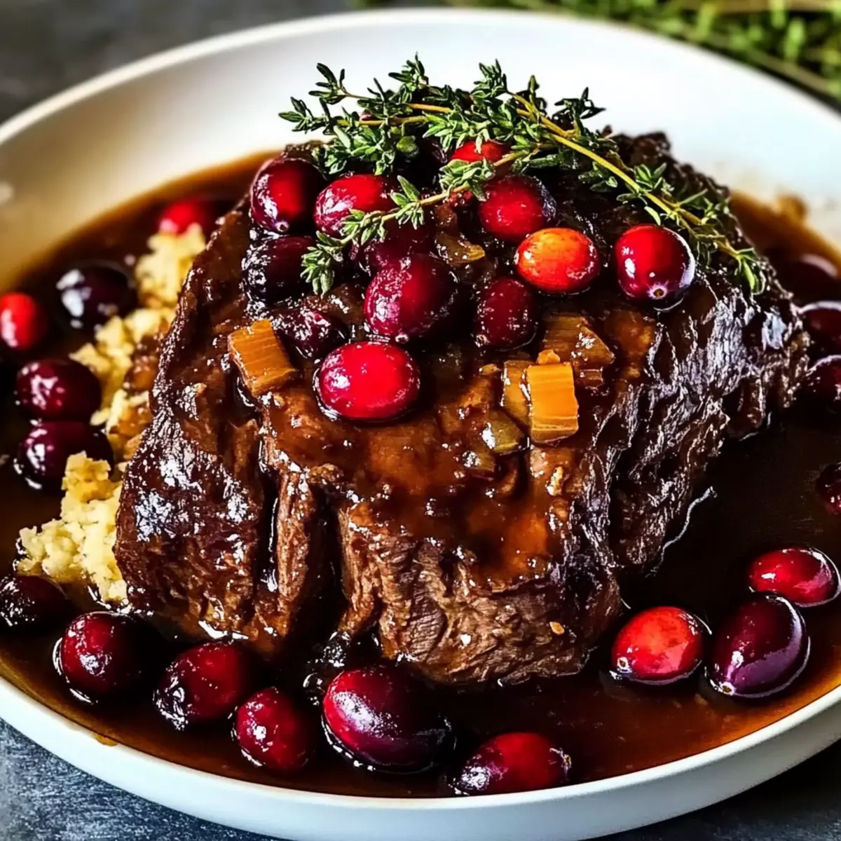 Beef Roast with Cranberry Balsamic Glaze