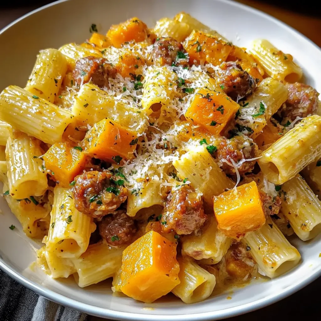 Creamy Rigatoni with Butternut Squash and Spicy Sausage Bliss