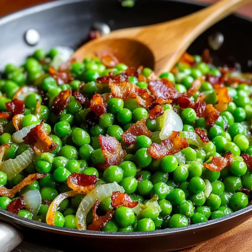 Peas with Crispy Bacon & Onions: A Flavorful Homemade Delight
