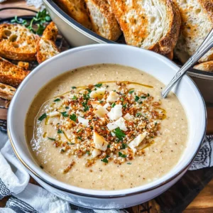 Asiago Roasted Garlic Cauliflower Soup