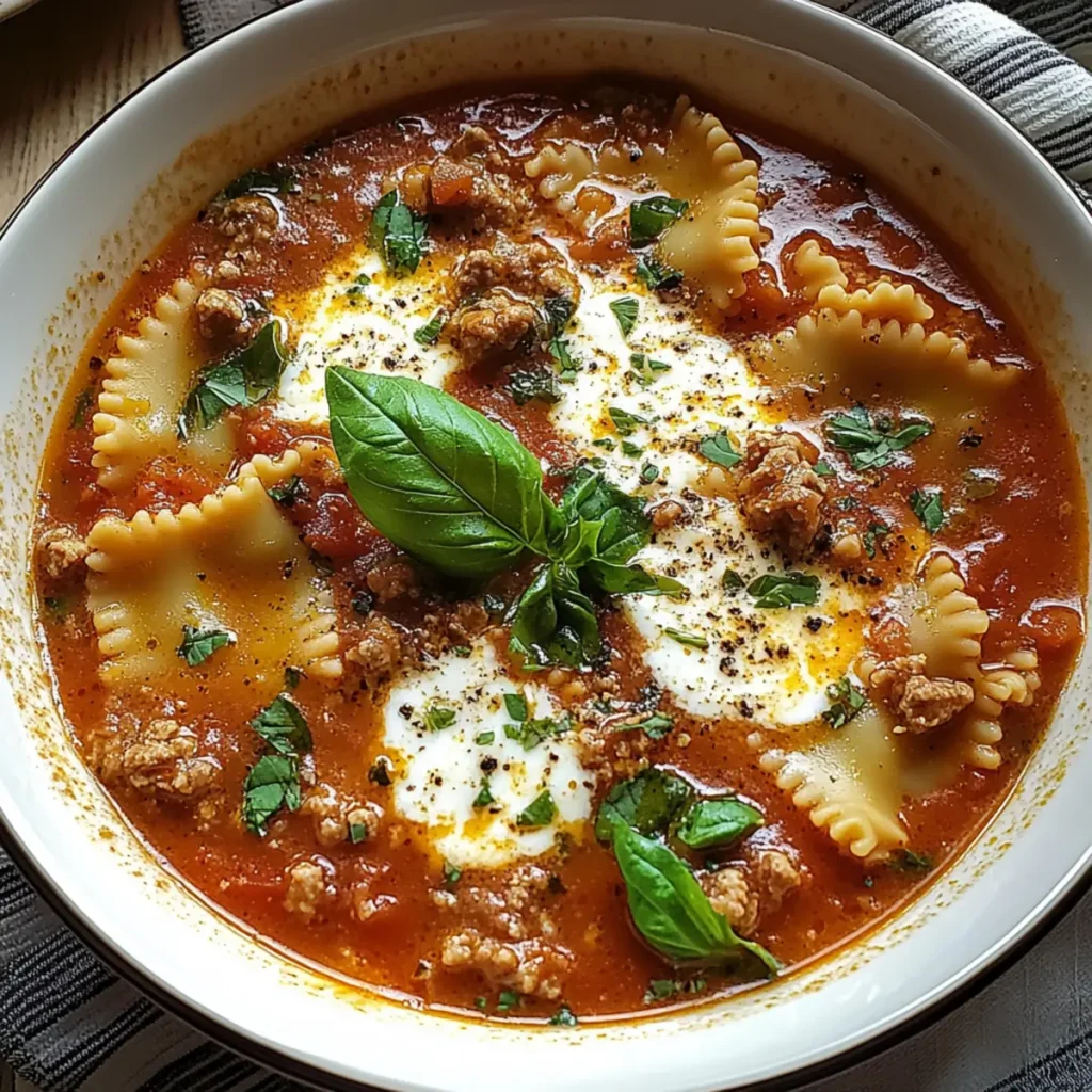 Hearty Cheesy Italian Lasagna Soup with Savory Herbs Recipe
