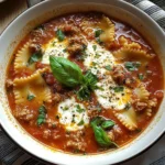 Hearty Cheesy Italian Lasagna Soup with Savory Herbs