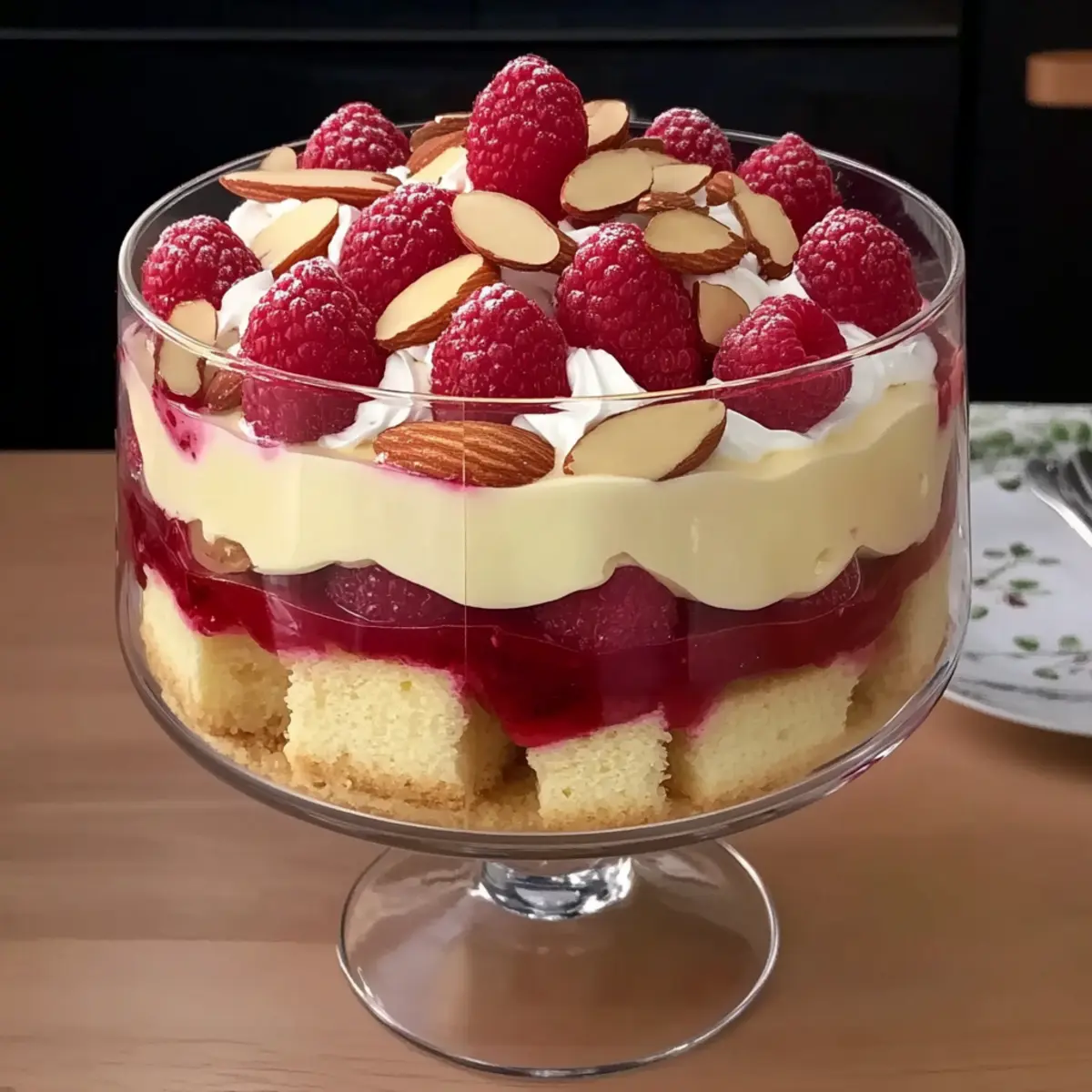 Raspberry and almond trifle