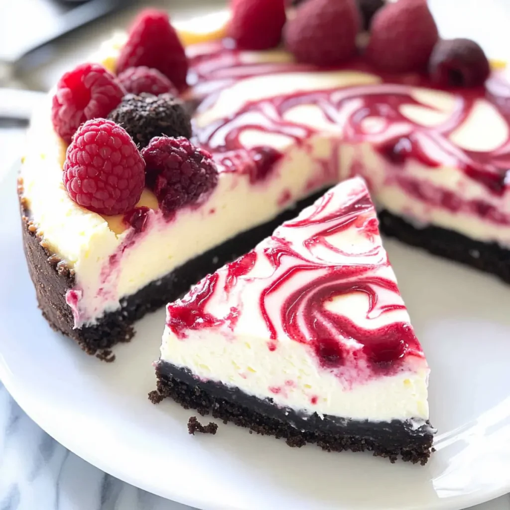 Decadent White Chocolate Raspberry Swirl Cheesecake Delight