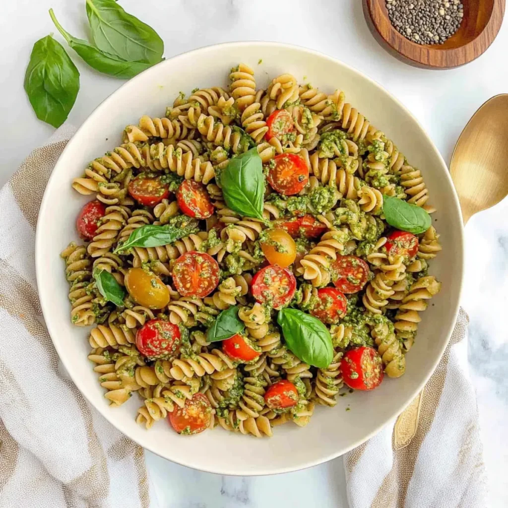 Pesto Red Lentil Pasta Salad
