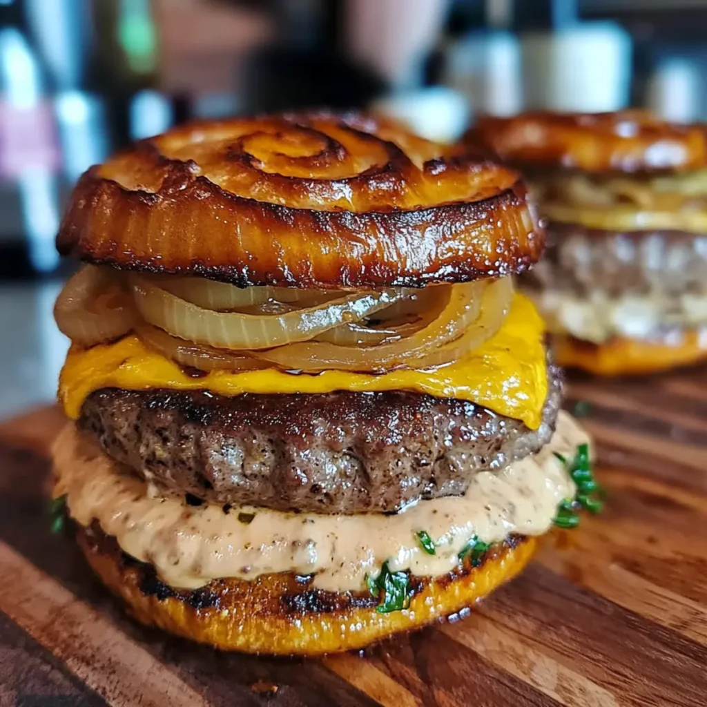 Savory Flying Dutchman Burger with Caramelized Onion Buns