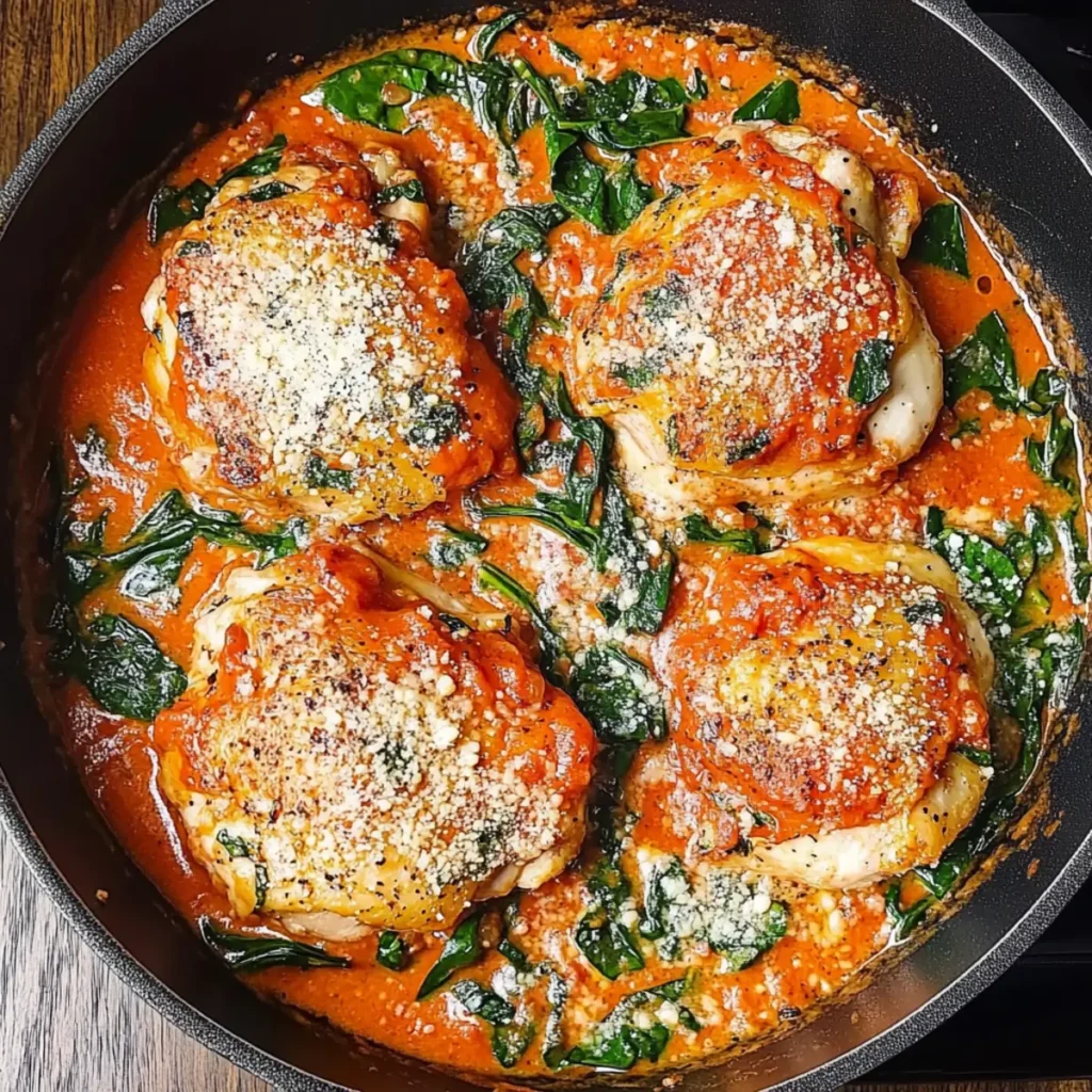 Skillet Chicken Thighs with Creamy Tomato