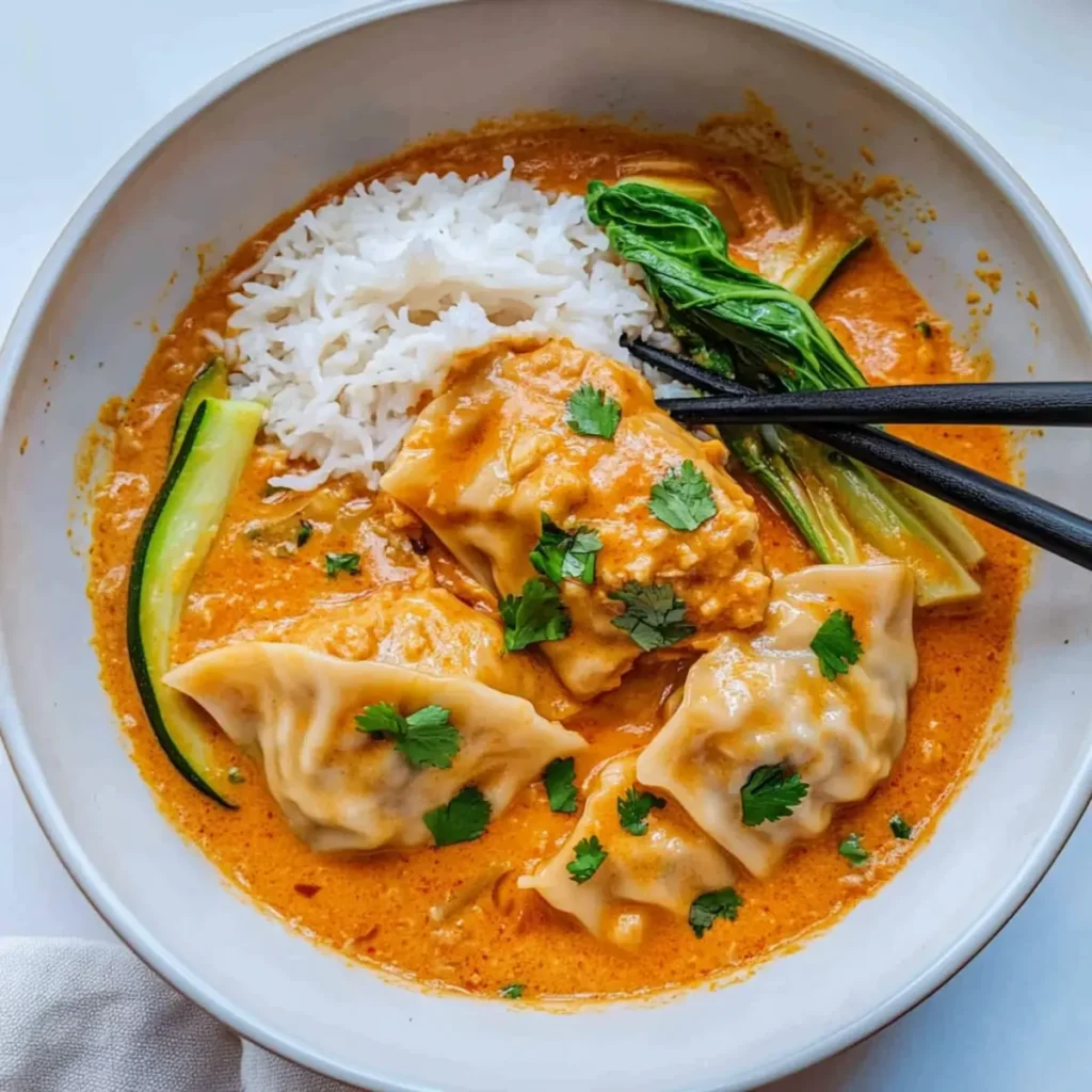 Easy 1-Pan Dumpling Bake in Creamy Red Curry Bliss