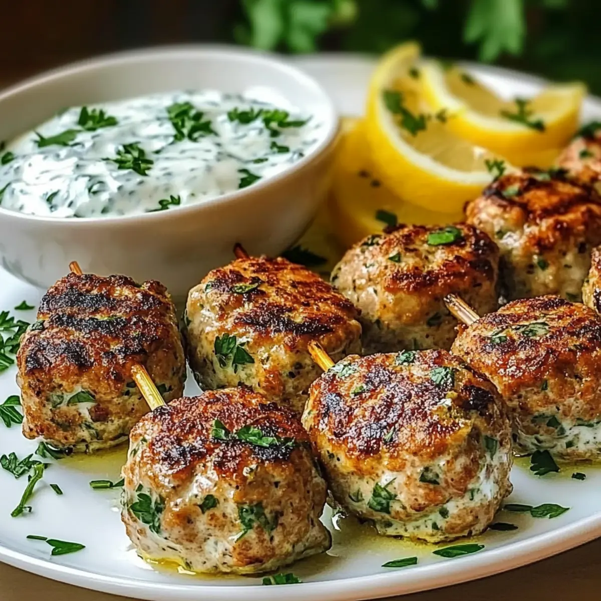 Chicken Kofta Garlic Yogurt Sauce