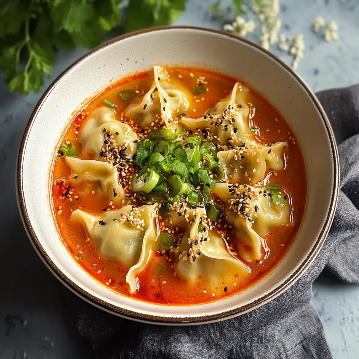 Wonton Soup with Spicy Broth