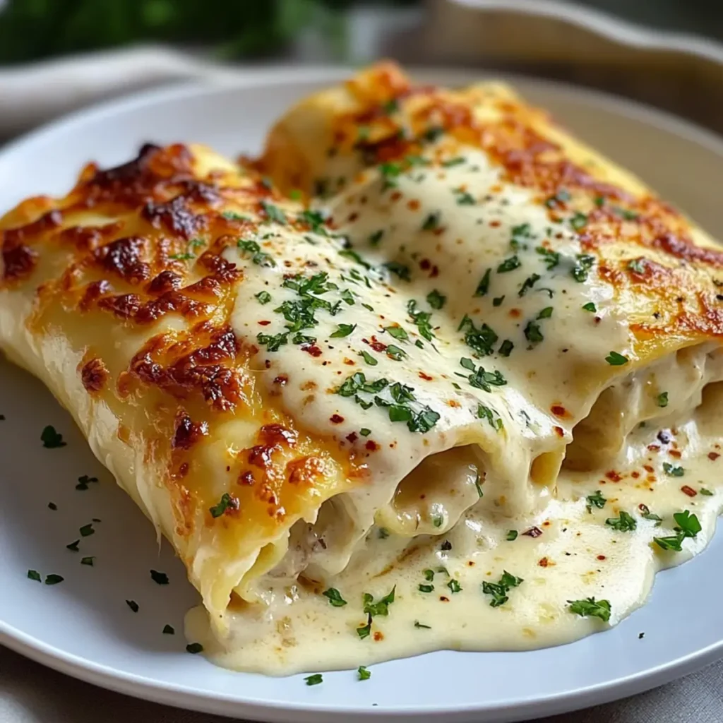 Chicken Alfredo Lasagna Rolls