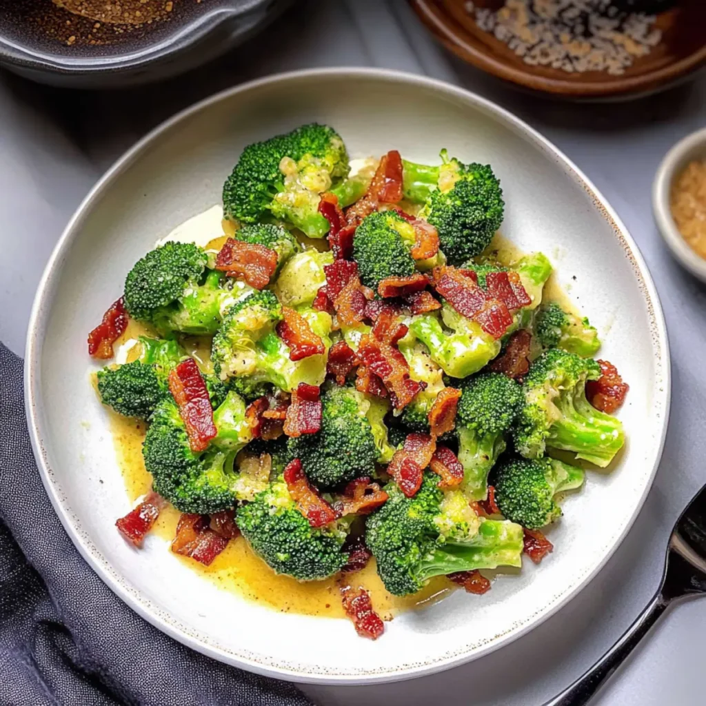Savor Broccoli With Garlic Sauce & Bacon in Just 20 Minutes