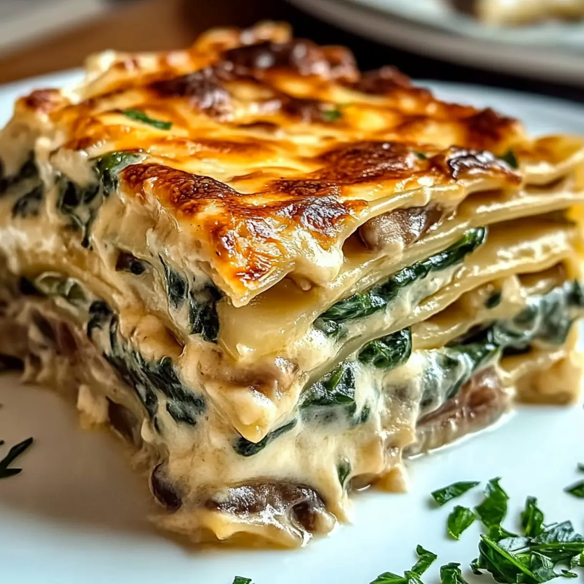 Creamy Spinach Mushroom Lasagna